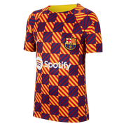 Nike 2022-23 FC Barcelona Youth Pre-Match Shirt - Yellow - Red (Front)