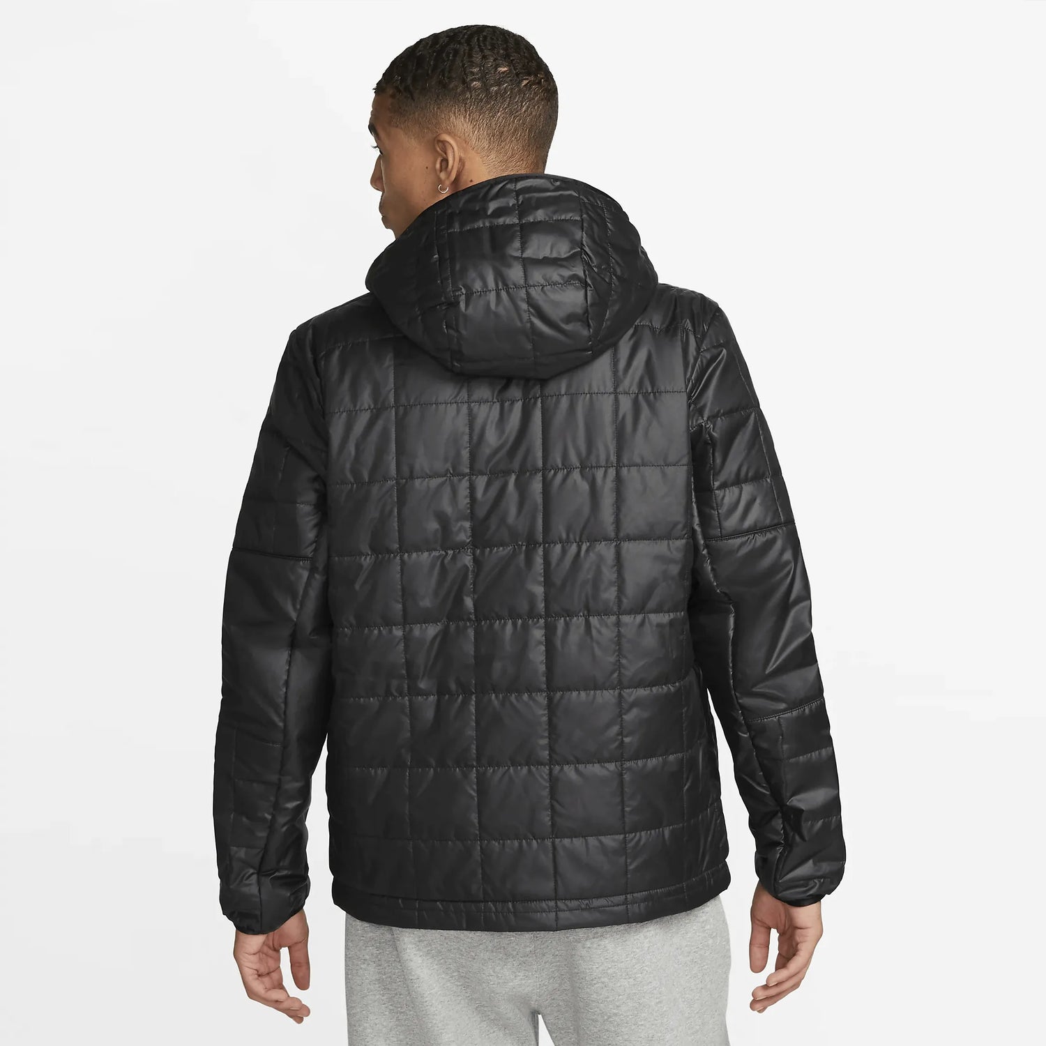 Nike 2022-23 Liverpool FC Fleece-Lined Hooded Jacket - Black-Particle Grey-Siren Red (Model - Back)