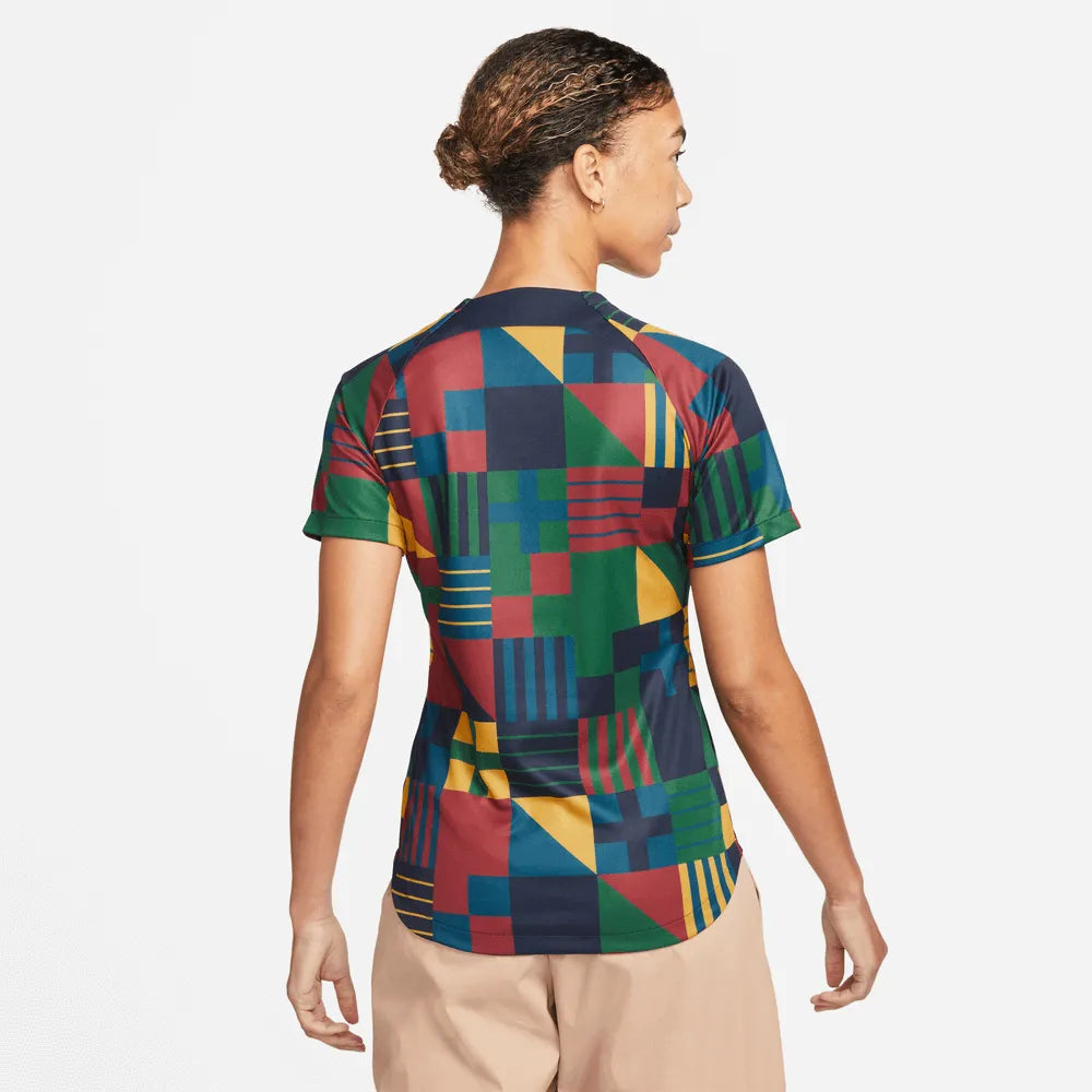 Nike 2022-23 Portugal Women's Pre-Match Jersey - Obsidian-Gold Dart (Model - Back)