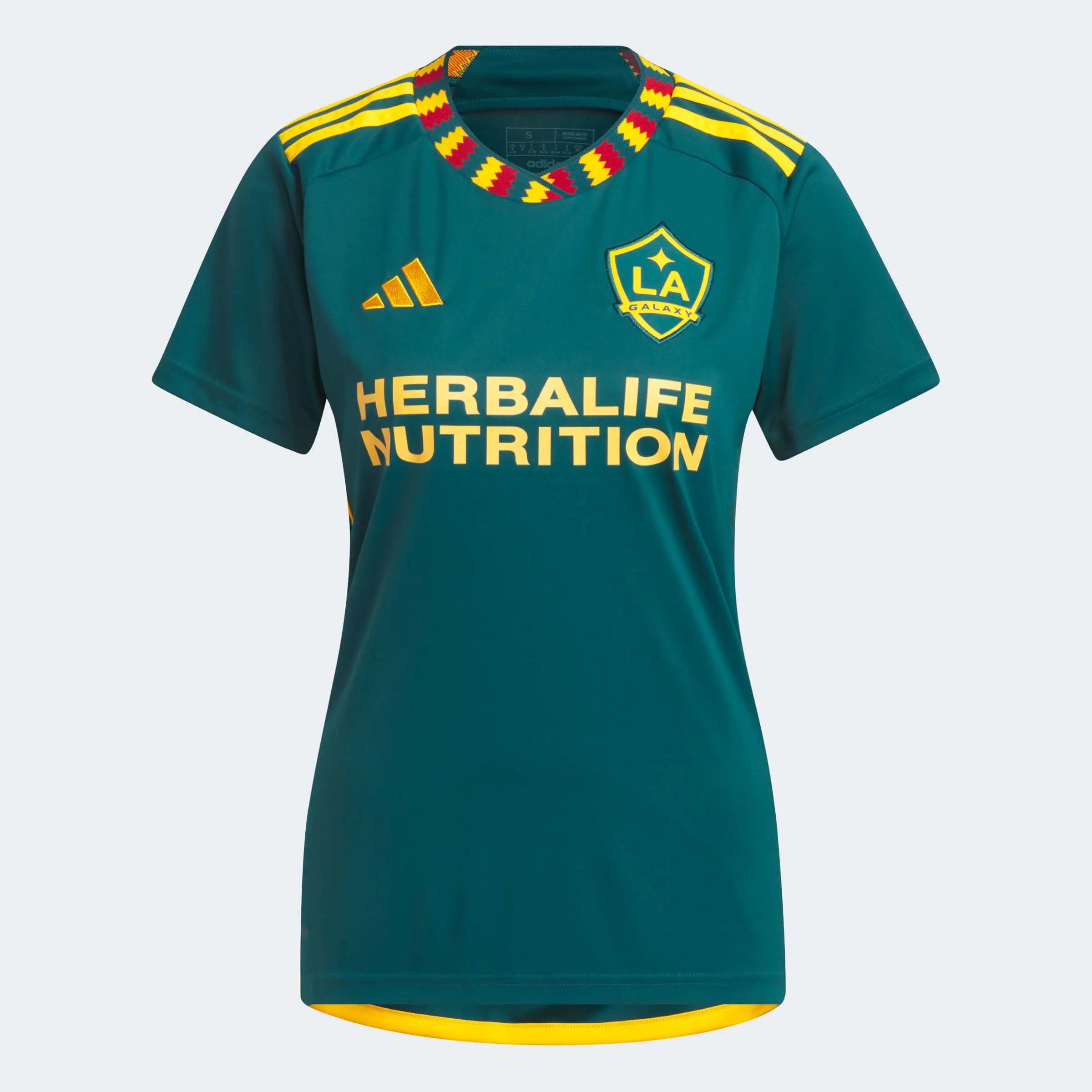 adidas 2023-24 LA Galaxy Women's Away Jersey - Mystery Green-Team Gold (Front)