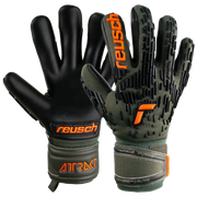 Reusch JR Attrakt Freegel Silver Finger Support Goalkeeper Gloves - Desert Green-Orange-Black (Pair)