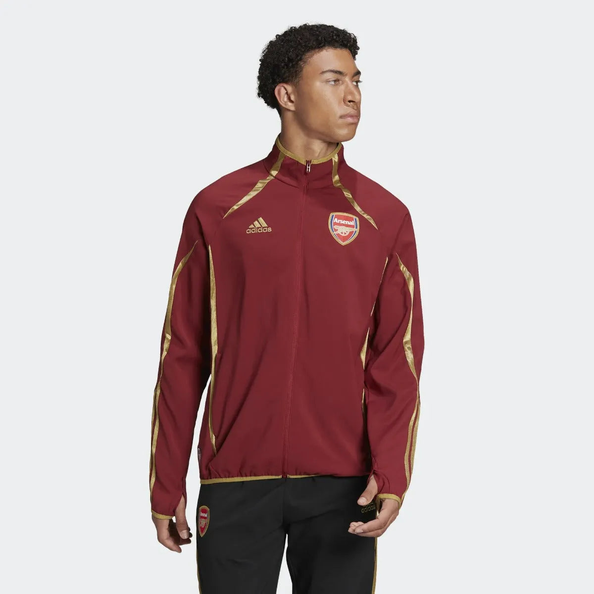 adidas 21-22 Arsenal FC Teamgeist Woven Jacket - Noble Maroon (Model - Front)