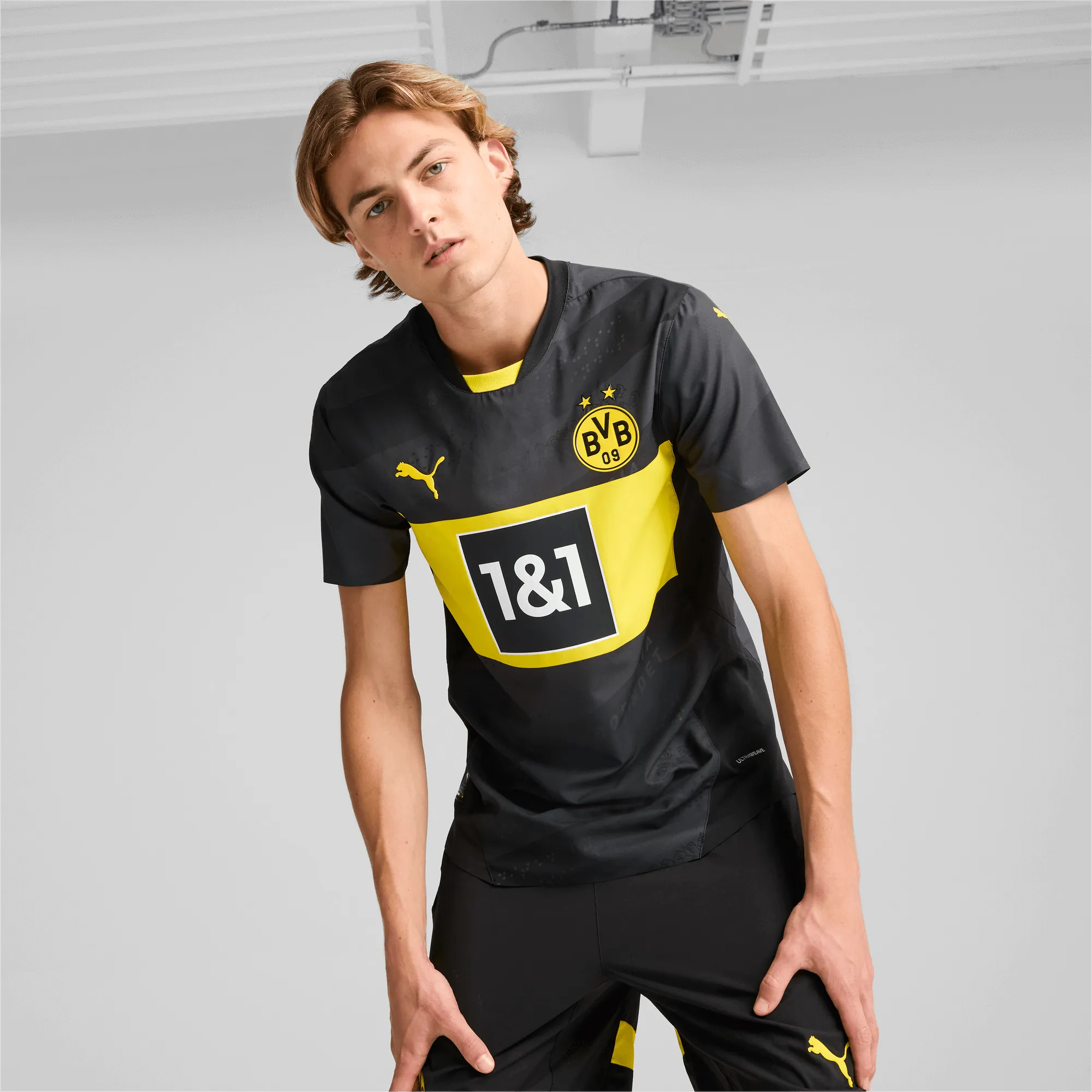 Puma 2024-25 Borussia Dortmund Men's Authentic Away Jersey (Model - Front)