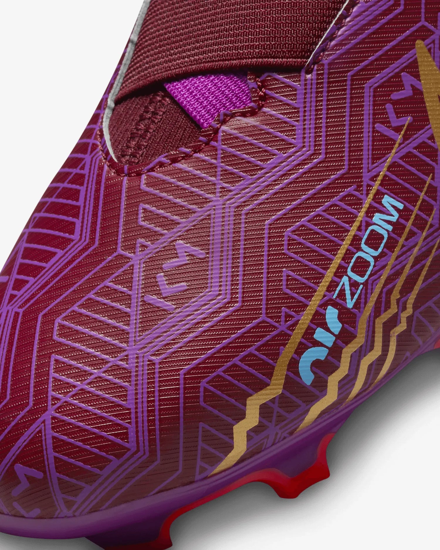 Nike Jr Zoom Vapor 15 Academy KM FG/MG - Dark Beetroot-Gold (Detail 2)