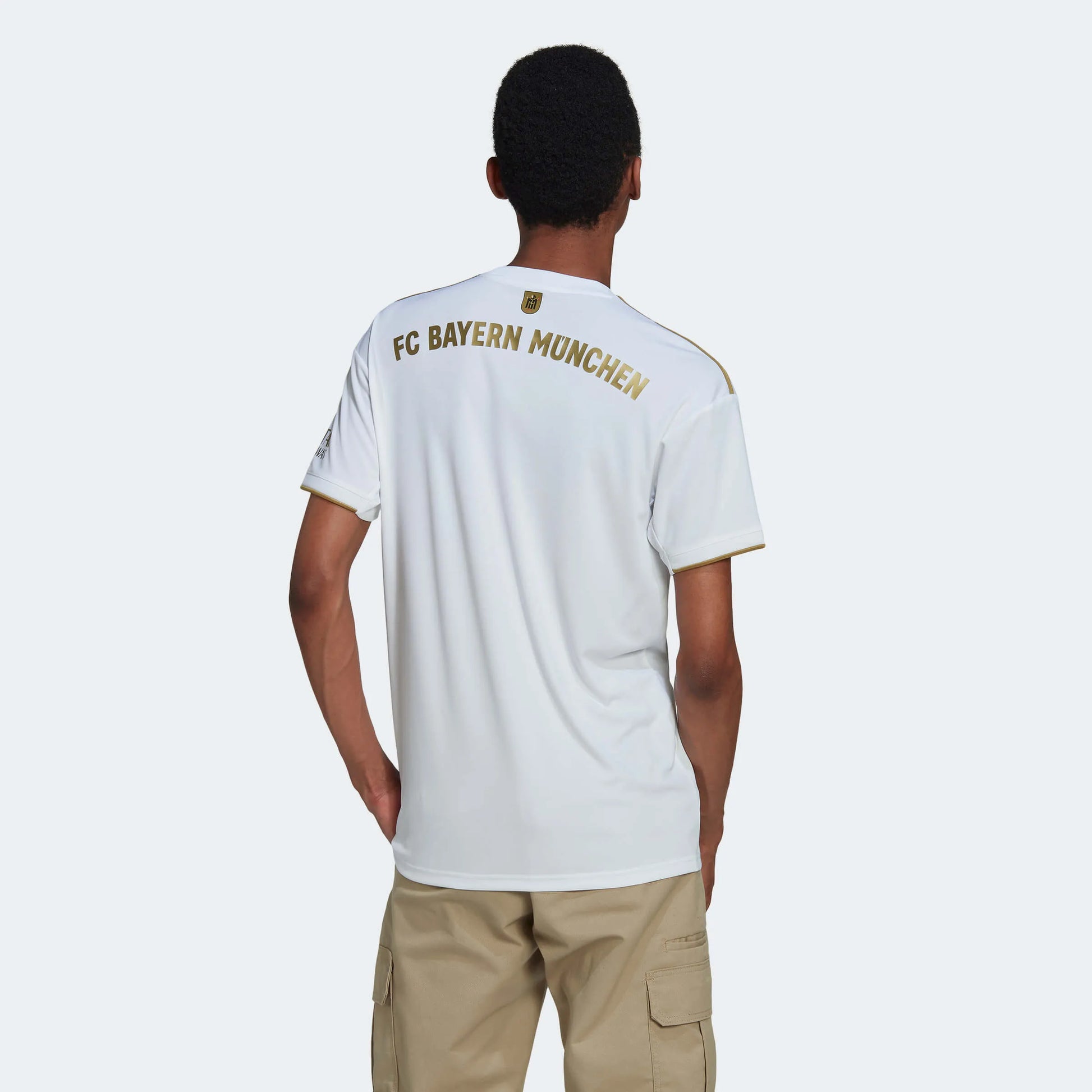adidas 2022-23 Bayern Munich Away Jersey - White-Gold (Model - Back)