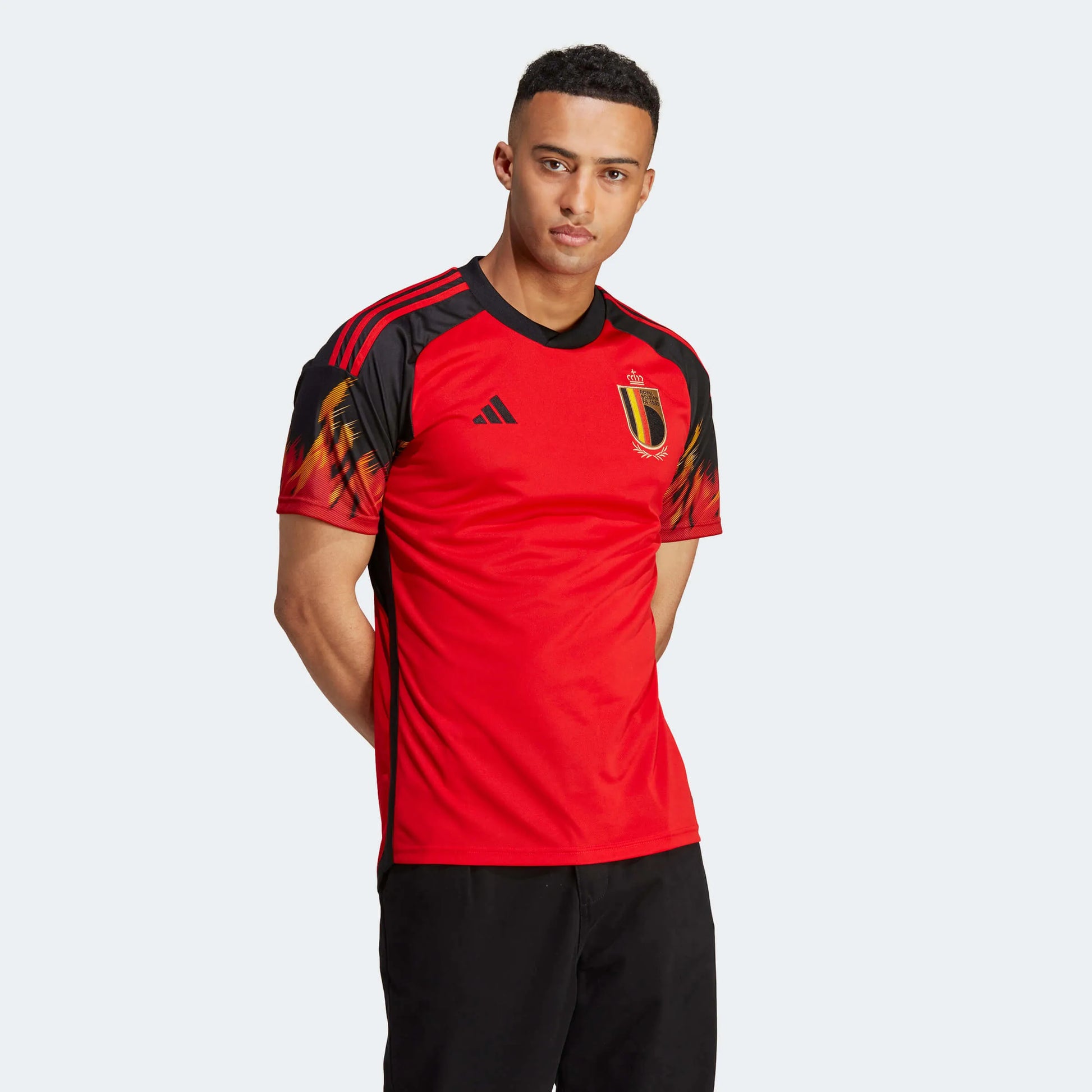 adidas 2022-23 Belgium Home Jersey - Red-Black (Model - Front)