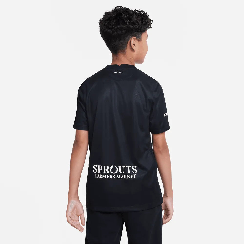 Nike 2022-23 Angel City FC Youth Home Jersey - Black-Silver (Model - Back)