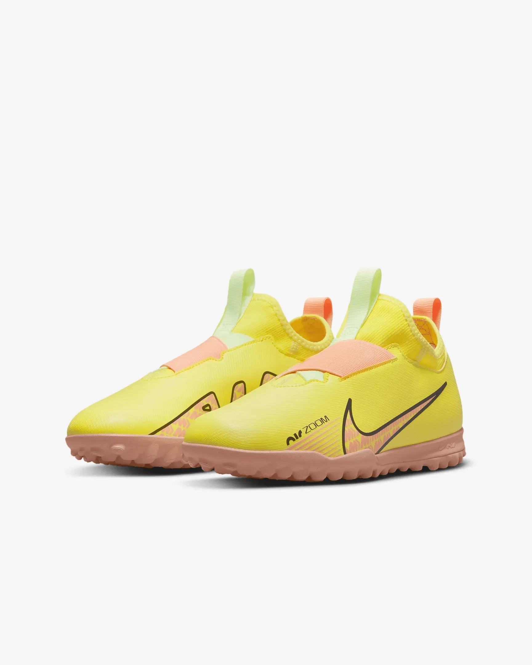 Nike Jr Zoom Vapor 15 Academy Turf - Yellow Strike-Sunset Glow (Pair - Diagonal)