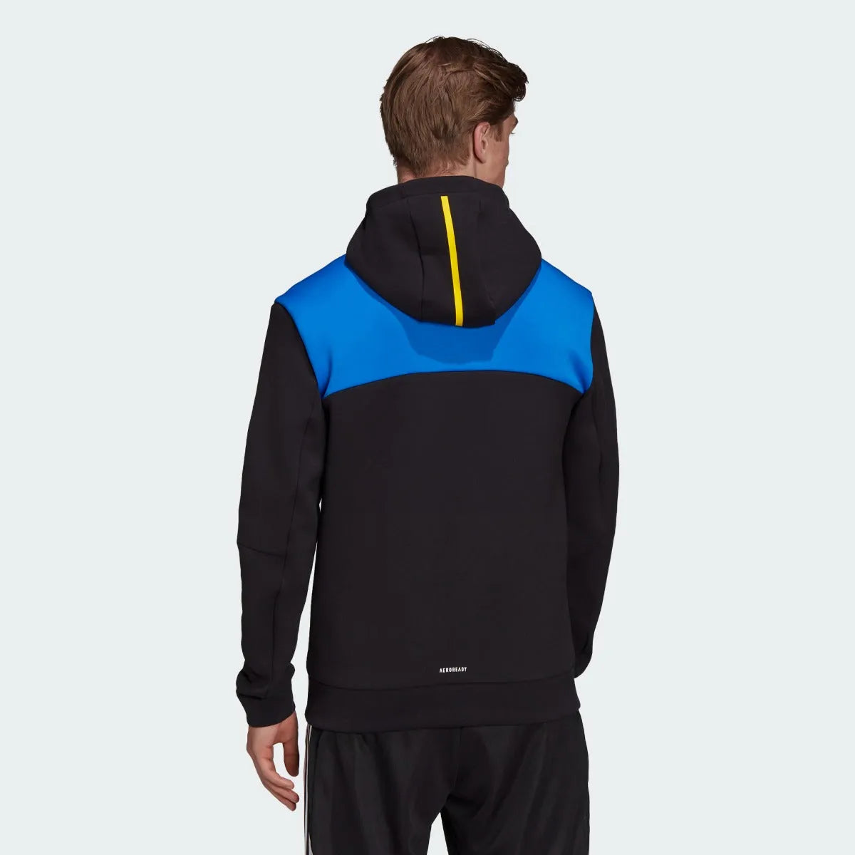 Adidas 2021-22 Manchester United ZNE Jacket - Black-Glow Blue (Model - Back)