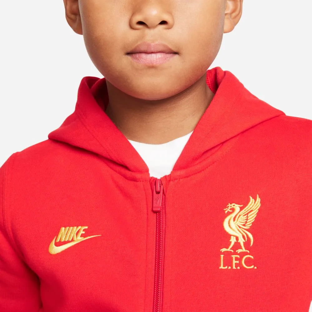 Nike 2021-22 Liverpool Youth NSW Full-Zip Club Hoodie - Rush Red (Detail 2)