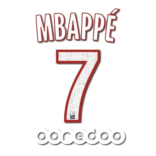 PSG 2019/20 Home Mbappe #7 Youth Jersey Name Set
