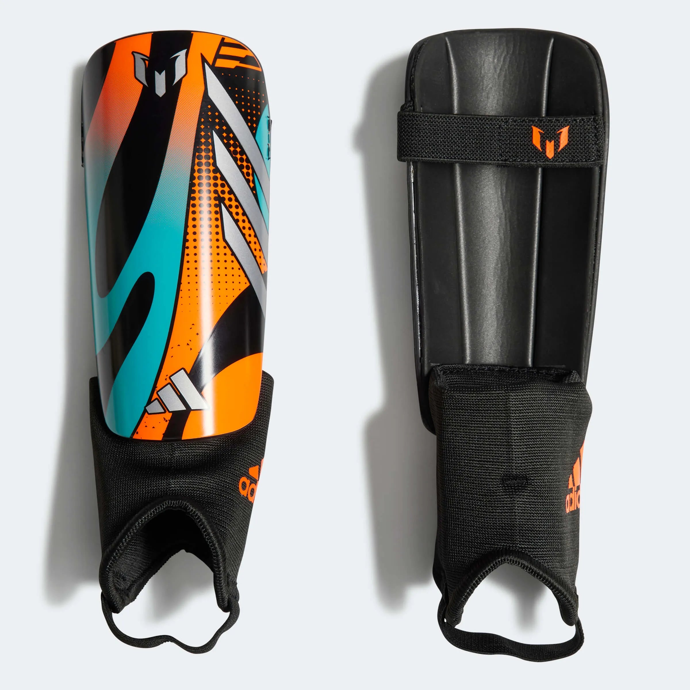 adidas JR Messi Match Shin Guard - Black-Silver-Orange (Set)