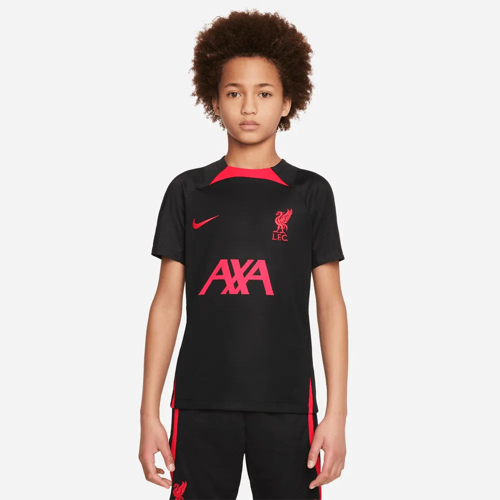 Nike 22-23 Liverpool Youth DF Strike Top - Black-Siren Red (Model - Front)