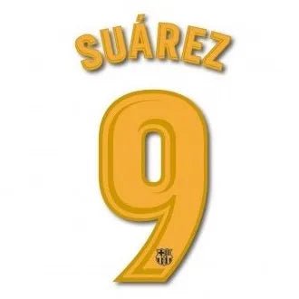 Barcelona 2017/18 Home Suarez #9 Jersey Name Set