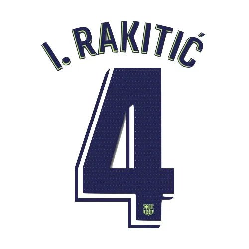 Barcelona 2018/19 Away I. Rakitic #4 Jersey Name Set