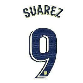 Barcelona 2018/19 Away Suarez #9 Jersey Name Set