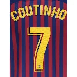 Barcelona 2019/21 Home Coutinho #7 Jersey Name Set
