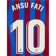 Barcelona 2021-22 Home Ansu Fati #22 Youth Jersey Name Set