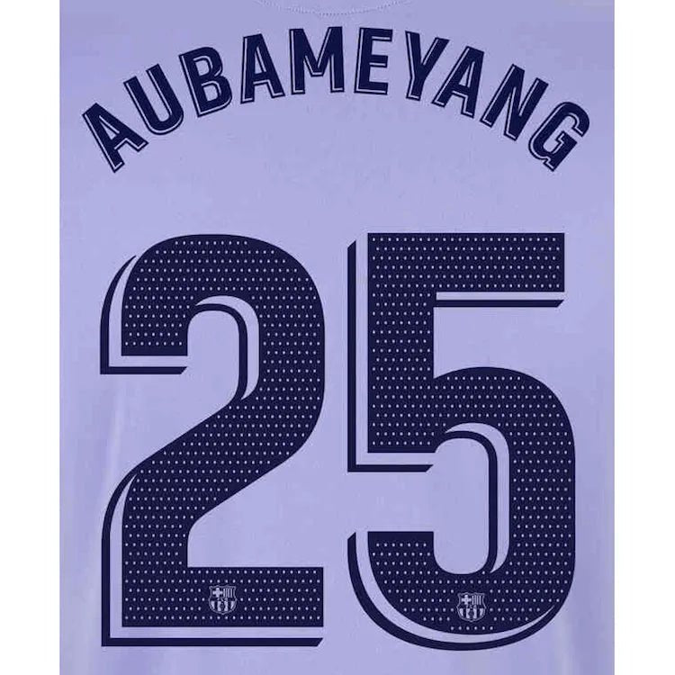 Barcelona 2021/22 Away Aubameyang #25 Jersey Name Set