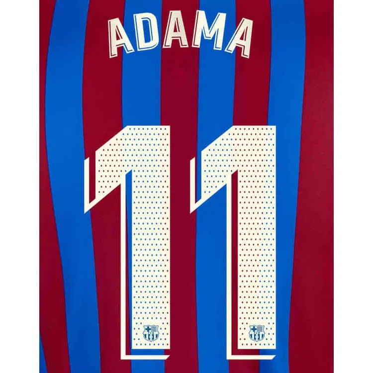 Barcelona 2021/22 Home Adama #11 Jersey Name Set