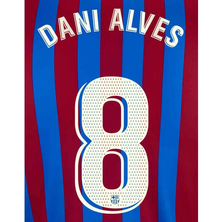 Barcelona 2021/22 Home Dani Alves #8 Jersey Name Set