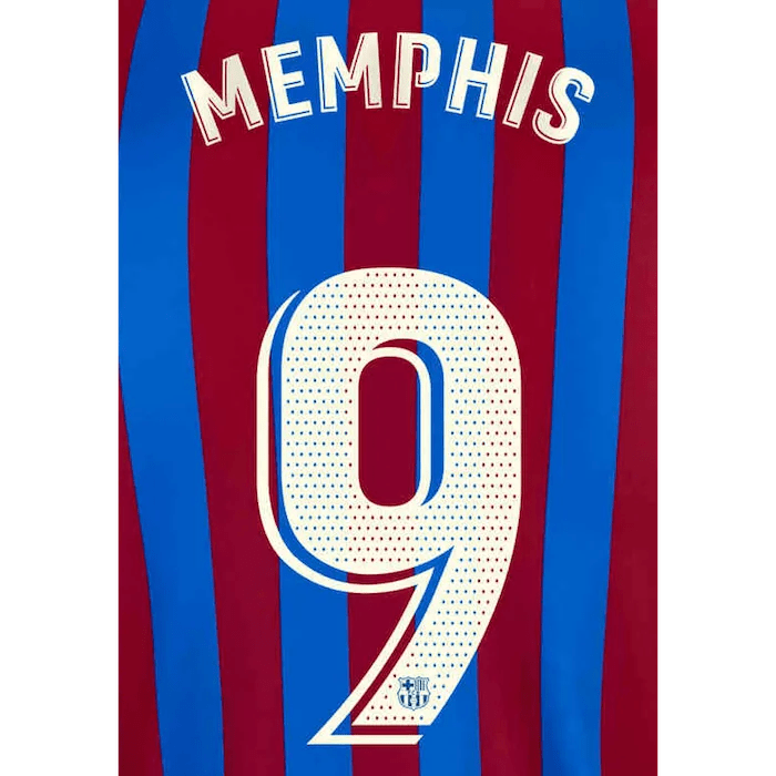Barcelona 2021/22 Home Memphis #9 Jersey Name Set