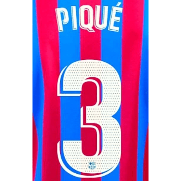 Barcelona 2021/22 Home Pique #3 Jersey Name Set