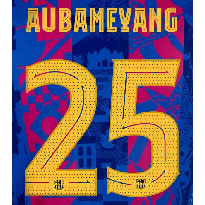 Barcelona 2021/22 Third Aubameyang #25 Jersey Name Set