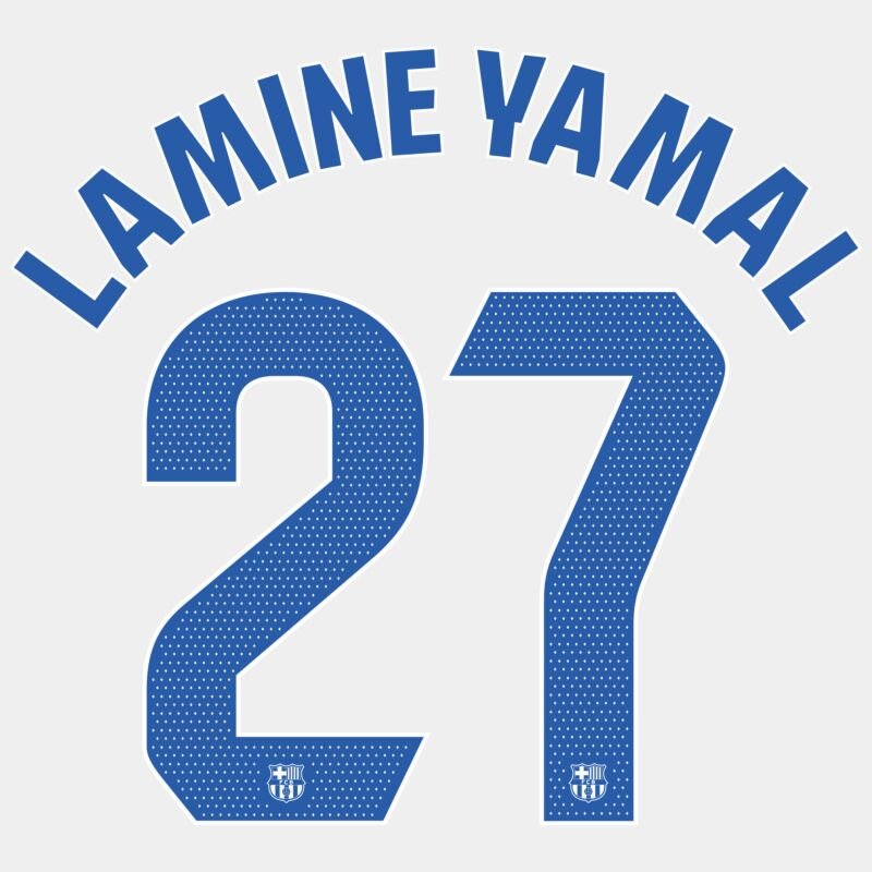 Barcelona 2023/24 Away Lamine Yamal #27 Jersey Name Set