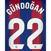Barcelona 2023/24 Home Gundogan #22 Jersey Name Set
