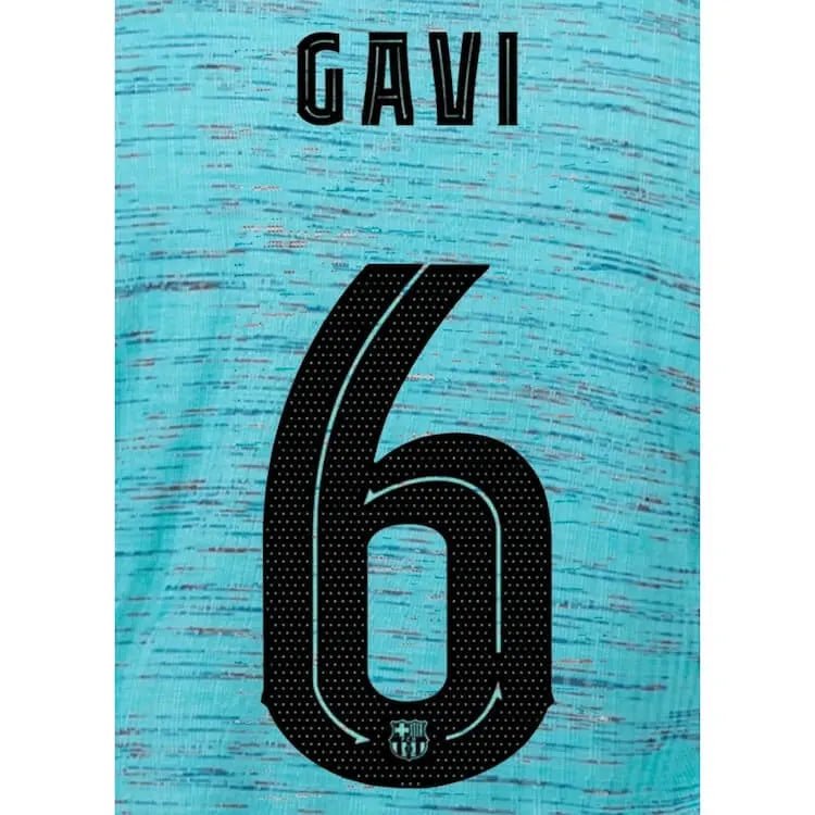 Barcelona 2023/24 Third Gavi #6 Jersey Name Set (CL Version) (Back)