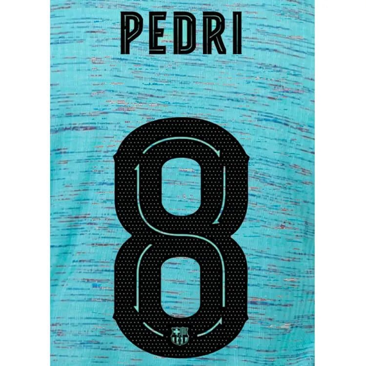 Barcelona 2023_24 Third Pedri #8 Jersey Name Set (CL Version) (Back)