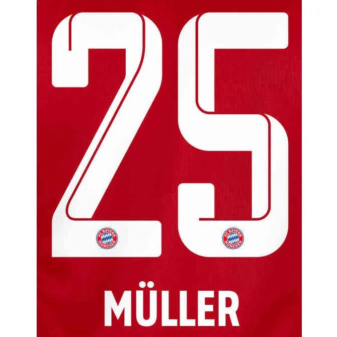 Bayern Munich 2021/22 Home Muller #25 Home Jersey Name Set