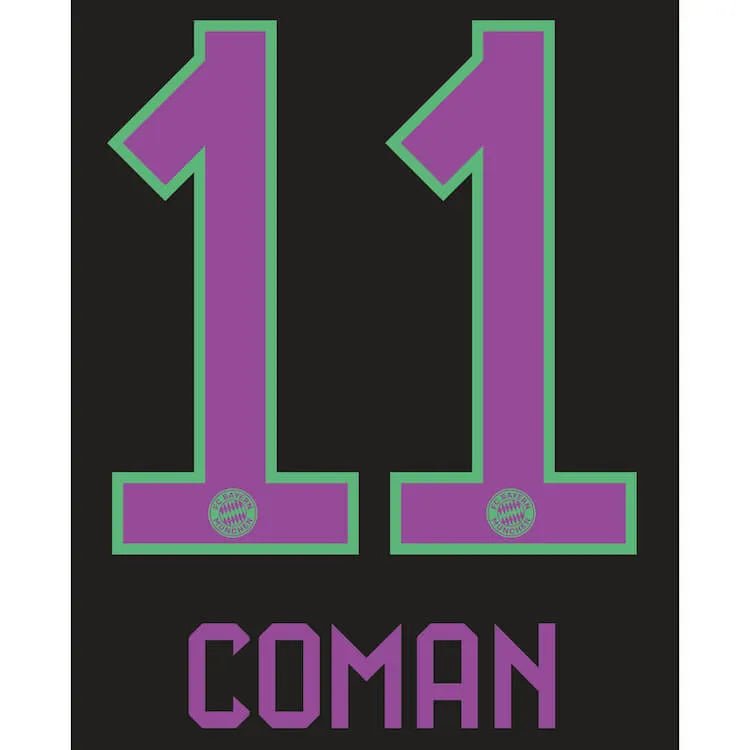 Bayern Munich 2023 24 Away Coman #11 Jersey Name Set (Back)