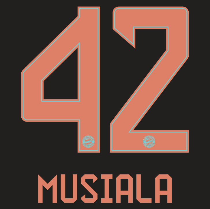 Bayern Munich 2024/25 Away MUSIALA #42 Youth Official Name Set