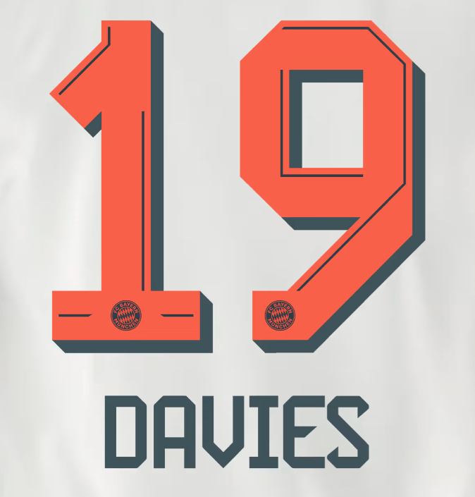 Bayern Munich 2025/26 Away DAVIES #19 Official Name Set
