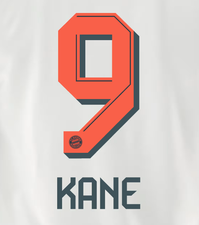 Bayern Munich 2025/26 Away KANE #9 Official Name Set