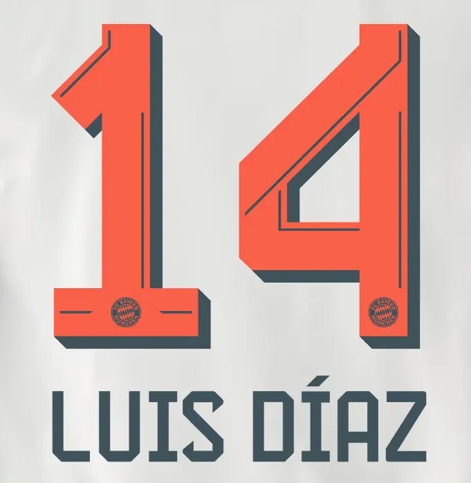 Bayern Munich 2025/26 Away LUIS DIAZ #14 Official Name Set