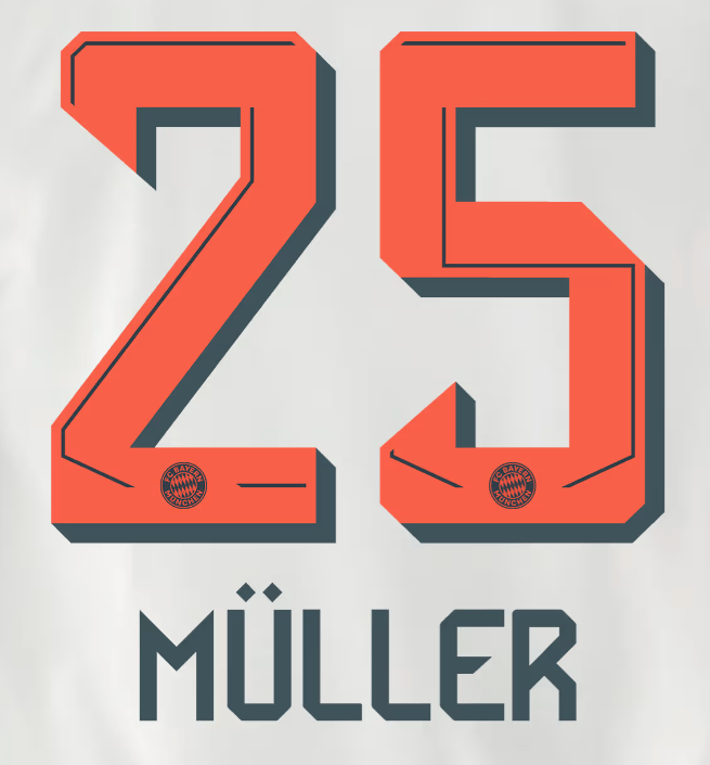 Bayern Munich 2025/26 Away MULLER #25 Official Name Set