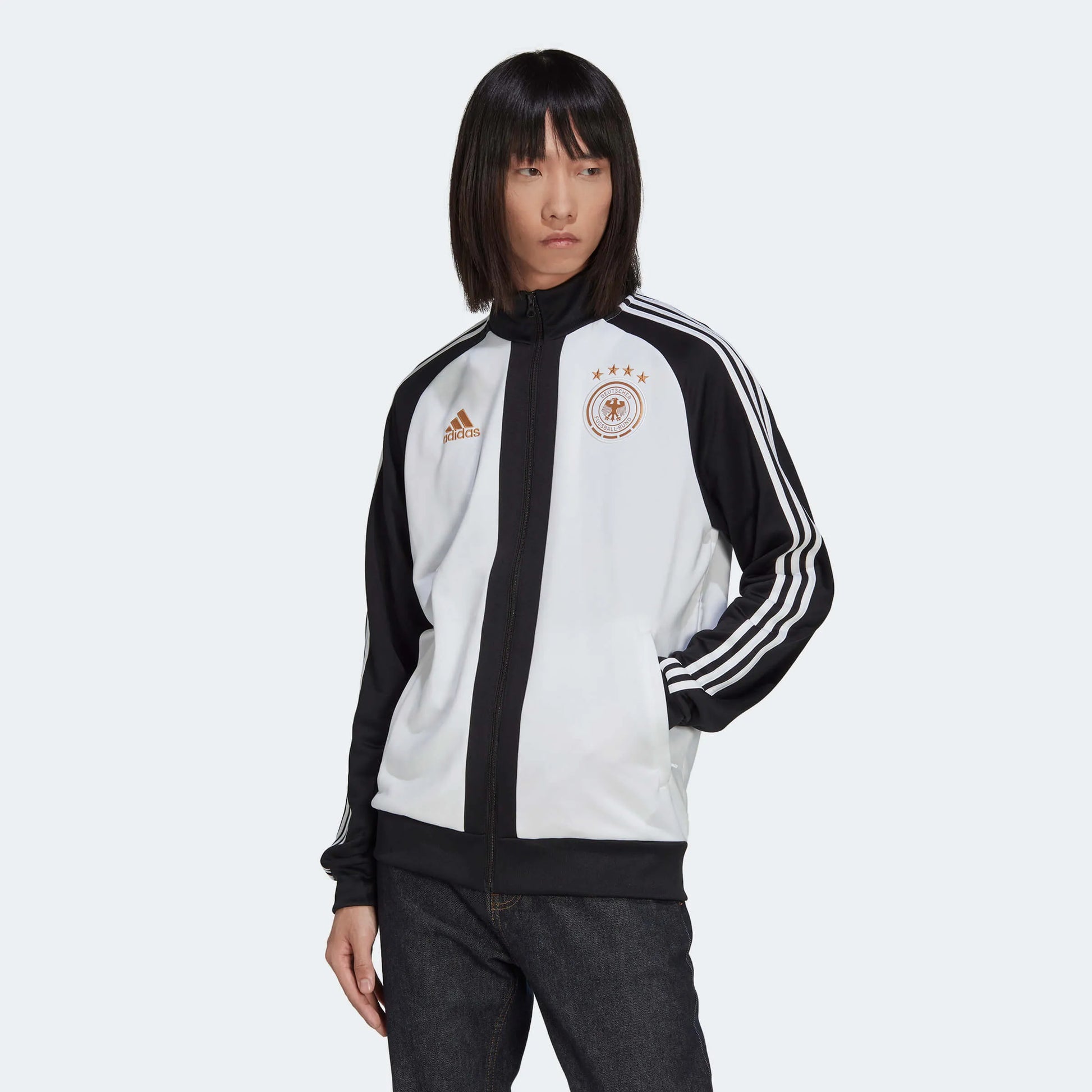 adidas 2022-23 Germany DNA Track Top - Black-White (Model - Front)