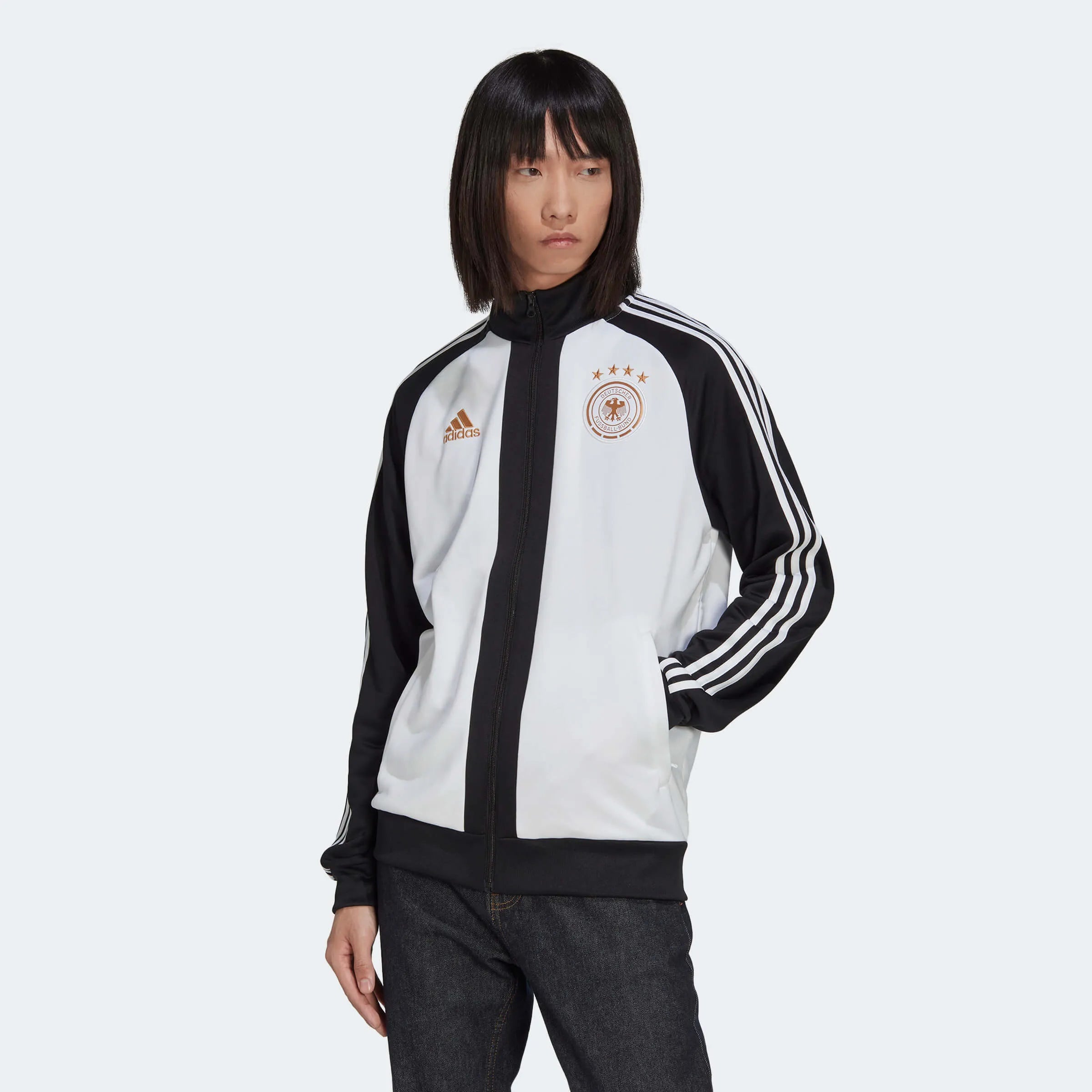 adidas 2022-23 Germany DNA Track Top - Black-White (Model - Front)