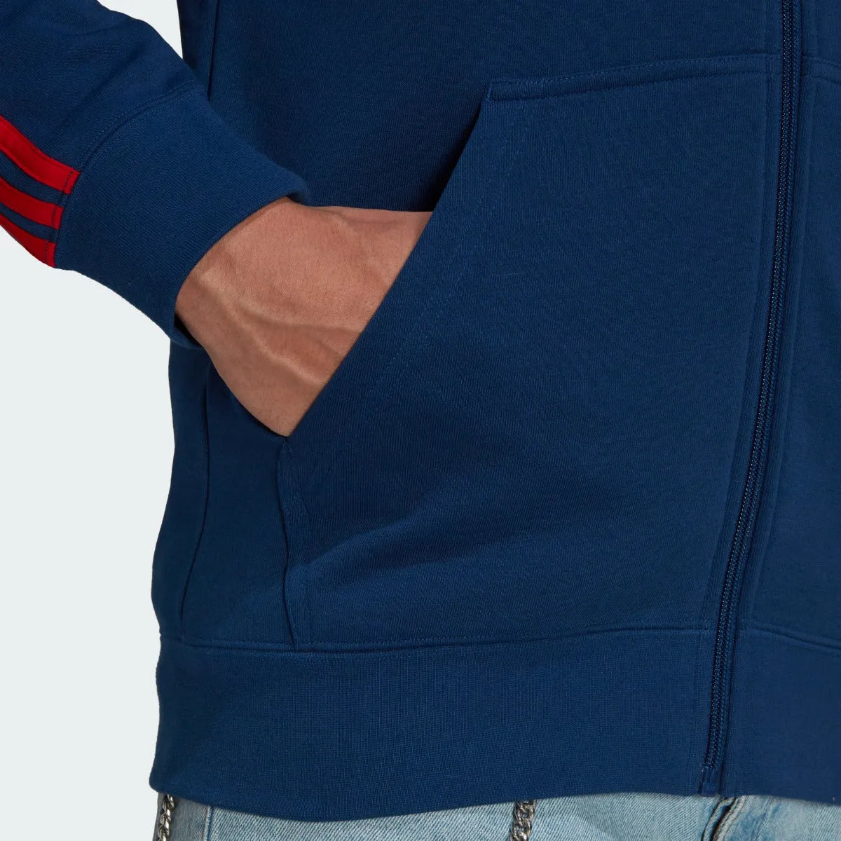 Adidas 2021-22 Arsenal 3 Stripe Full-Zip Hoody - Navy (Detail 2)