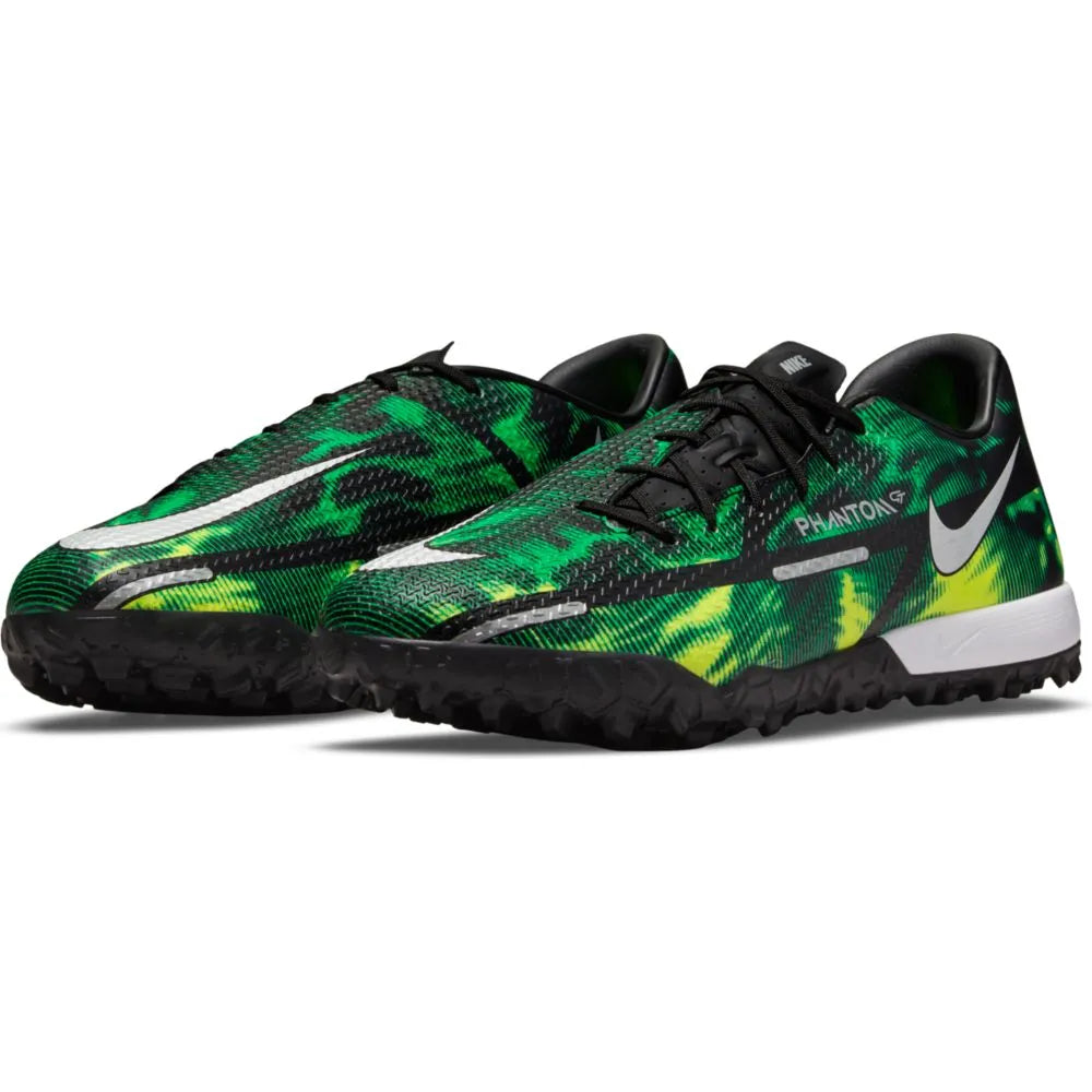 Nike Phantom FT2 Academy SW TF - Black-Green Strike (Pair - Diagonal)
