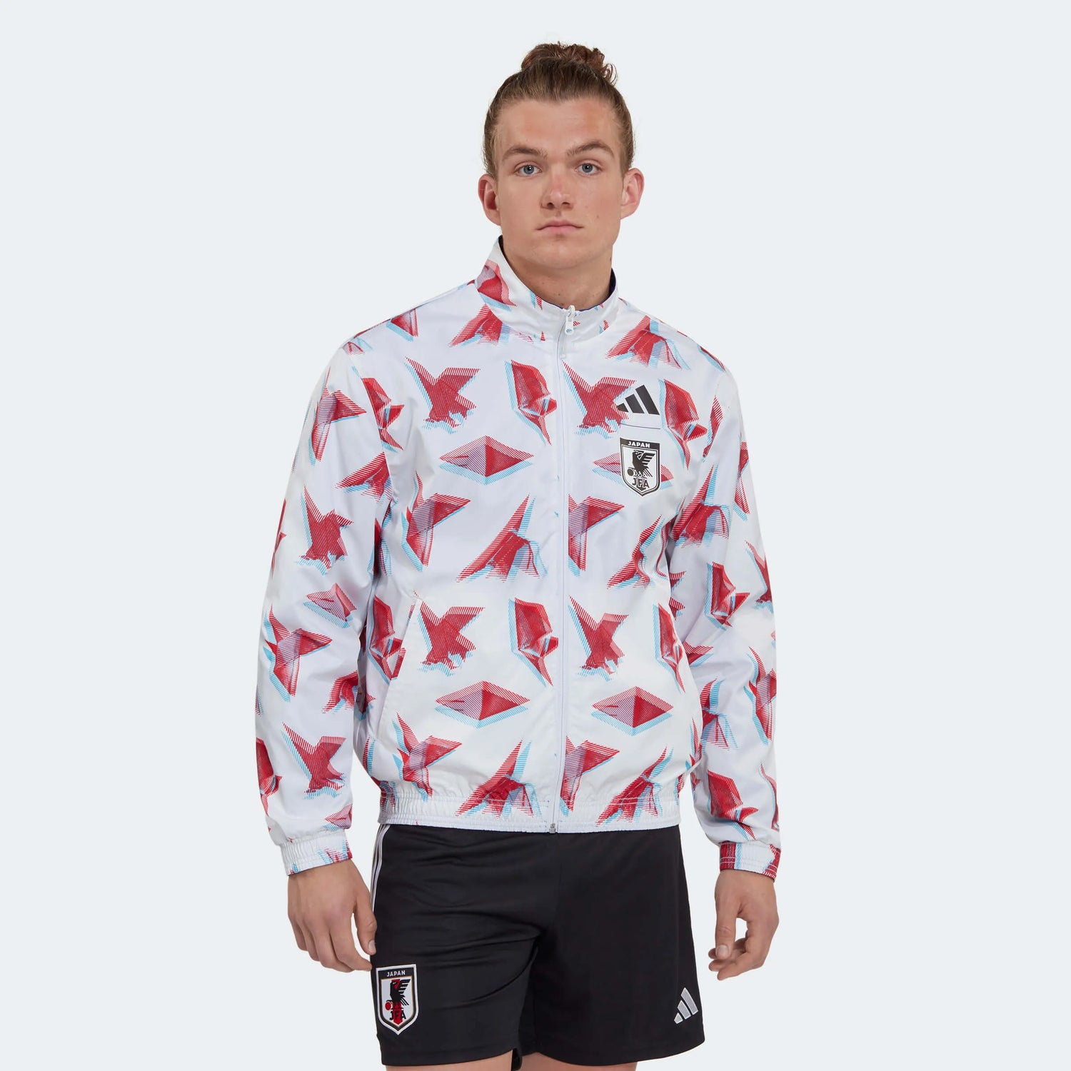 Adidas 2022-23 Japan WC Anthem Jacket - White-Red-Blue (Model - Front)