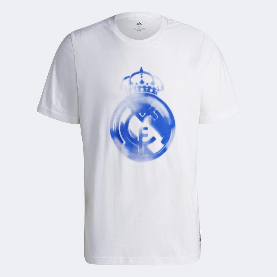 Adidas 2021-22 Real Madrid Tee - White-Blue (Front)