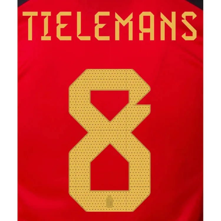 Belgium 2022-23 Home Tielemans #8 Jersey Name Set (Back)