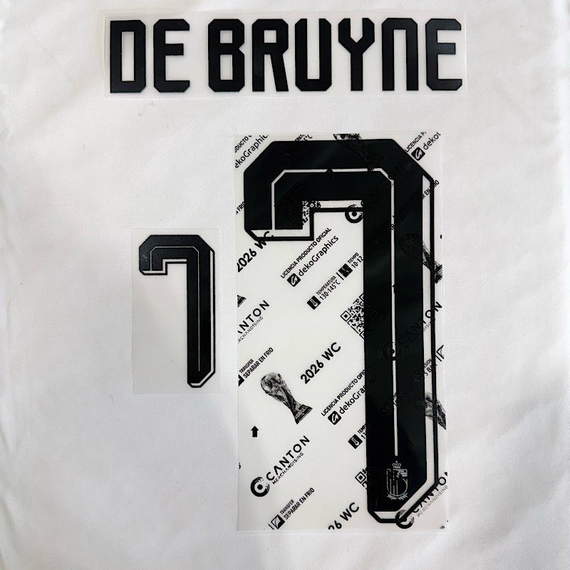 Belgium 2026- Away DE BRUYNE #7 Official Name Set