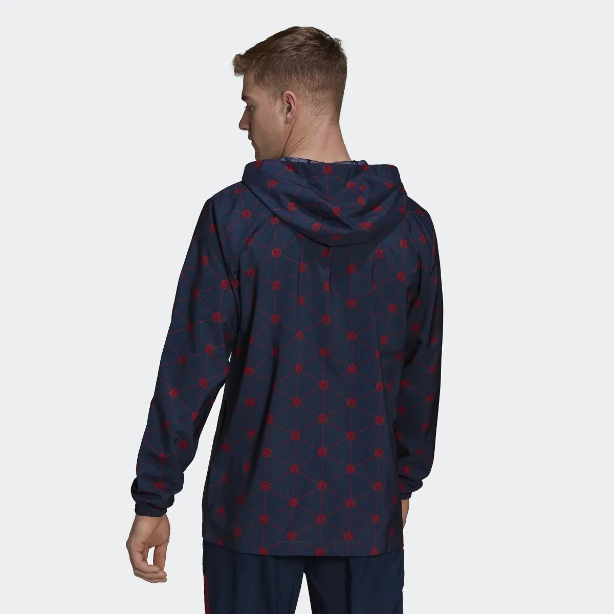 adidas 22-23 Arsenal Windbreaker - Navy-Scarlet (Model - Back)