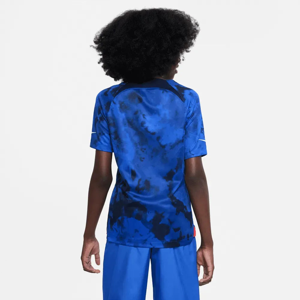 Nike 2022-23 USA Away Youth Jersey Bright Blue-Navy (Model - Back)