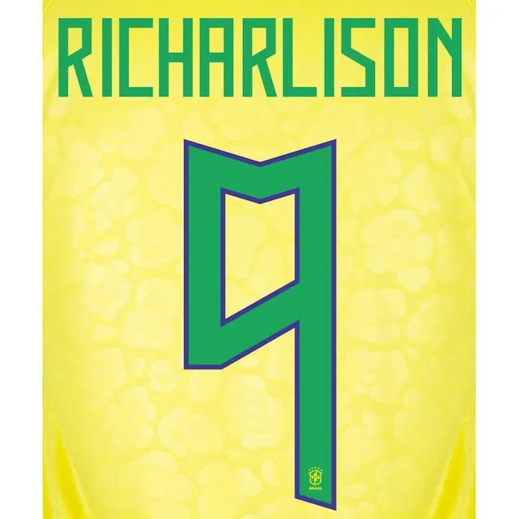 Brazil 2022-23 Home Richarlison #9 Jersey name Set